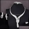 Oorbellen Ketting Sieraden Sets Blachette 4 Stks Vrouwen Bruiloft Banket Luxe Strik Bloemen Kubieke Zirconia Choker Oorbel Dubai Trendy Drop