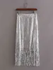 Sexy Sequin MIDI юбки женщина высокая талия серебряная кисточка платье женское уличное 210421
