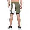 GYMOHYEAH NEW Men's Running Shorts Mens 2 in 1 Sports Male double-deck Quick Drying Men Jogging Gyms X0705