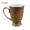 Vilead 300mlファッションセラミックコーヒーマグタウン天然磁器ハンドグリップミルクLeopard朝食茶カップオフィスウォーターボトル210804