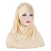 Prière musulmane Turban une pièce couvre-chef Amira Shayla Ramadan femmes islamiques couleur Pure paillettes enveloppement Hijab écharpe châles chapeaux