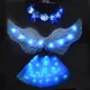 Party Decoration Princess LED Glow Light Up Skirt Tutu Hairband Feather Wing Wreath Birthday Wedding Fancy Dress Angel Costume Cosplay Set