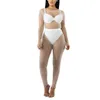 Dames Mesh Pearls Kralen Sexy Tweedelige Set Zomer Outfits Zien via Tops en Broek Suit Matching 2 Ensemble Femme Women's Trainingspakken