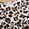 Leopard Neugeborene Mädchen Kleidung Kleid Frühling Herbst Kinder Outfits Langarm V-ausschnitt Baby Kleider Mit Druck Gürtel Schnalle Mädchen Kleidung