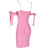 Ocstrade Beaded Pink Off Shoulder Bandage Dress Arrival Summer Sexy Bodycon Birthday Club Party 210527