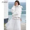 Kobiety Zima Kaczka Down Down Coat Causal Solid White Patchwork Gruby Krótka kurtka z kapturem 11840225 210527