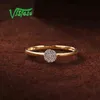 Visoso pur 14K 585 or jaune diamant étincelant délicat rond cercle anneau pour femmes anniversaire à la mode bijoux fins 211217