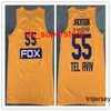 100% zszyty Pierre Jackson #55 Maccabi Fox Tel Aviv Euroleague Retro Basketball Jersey Mens Women Youth Młodzież Niestandardowe Nazwisko Koszulki XS-6XL