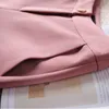 Women's suits autumn women's temperament double-breasted pink large size suit jacket casual feet pants set two-piece 210930
