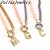 5pcs design rosa pärla med länkkedja bokstäver halsband för kvinnor mode smycken