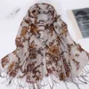 Quasten Frauen Gedruckt Floral Hijab Schal Schals Muslimischen Turbane Kopf Wraps Viskose Wraps Mode Islamischen Pashmina