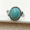 Cluster Rings Genuine Natural Green Turquoise Quartz Adjustable Ring 13x10mm Oval 925 Sterling Silver Bead