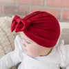 Baby hattar stor båge turban hår bowknot keps huvud wraps för spädbarn barn öron täcker toddler barn elastisk båge mössa solid färg kbh348