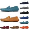 Non-Brand men dress suede shoes black light blue wine red gray orange green brown mens slip on lazy Leather shoe EUR 38-45