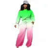 Gradient Tracksuit Matching Sets Women Tie Dye Long Sleeve Sweatshirt Straight Pants Active Lounge Wear Two Piece Fitness Outfit 210525