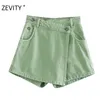 Zevity Femmes Boutons Vintage Poches Patch Shorts Dames Casual Casual Slim Zipper Fly Shorts chic Pantalone Cortos P928 210724