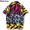 Leopard Impresso Praia Tropical Camisas Surgindo-Down Collar Street Hip Hop Manga Curta Para Homens 210721