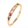 51492-Fake Gold Smycken 18K Gold Stone Ruby Diamond Bangle