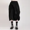 [Eam] czarny duży rozmiar nieregularna plisowana wysoka elastyczna talia pół-ciała spódnica kobiety luźna moda wiosna lato 1dd7223 21512
