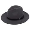 Chapeau en laine pour hommes avec ruban en cuir Gentleman élégant automne et hiver à large bord Jazz Bowler Panama Chapeaux