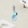 Braccialetto di fascino Pandora adatto Charms in argento europeo perline Ciondolo di cristallo smaltato conchiglia blu Catena di serpente fai da te per gioielli collana braccialetto da donna