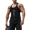 Fiess Guys Ginásio Roupas Bodybuilding Stringer Tank Top Homens Algodão Curvo Hem Y Voltar Sem Mangas Camisa Treino Colete Singlets 220302