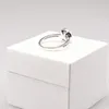 Real 925 Sterling Silver CZ Diamantring med Original Box Set Passa Pandora Style Lady Wedding Rings Engagement Smycken för Kvinnor Flickor