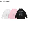 Magliette Harajuku Streetwear Punk Rock Gothic Devil Coniglio Stampa T-shirt a maniche lunghe Casual Hip Hop Oversize Tees Top 210602