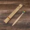 Toilet Supplies 10 Colors Head Bamboo Toothbrush Whole Environment Wooden Rainbow Bamboos Toothbrushes Oral Care Soft Bristle 4334671