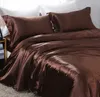 Set di biancheria da letto Lenzuolo con angoli di fascia alta in seta europea Copripiumino estivo liscio per dormire nudo Copriletto di ghiaccio 4 pezzi