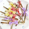 100pcs 8cm 보라색 커피 검사기 Bows 금속 트위스트 넥타이 선물 랩 씰링 캔디 쿠키 케이크 가방에 대 한 바인딩 와이어 결혼 생일 선물 롤리팝 포장