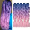 marley tresse cheveux kanekalon Bleu Violet Rose har tresses jumbo ombre tressage synthétique yaki droite tressée extensions haRI pour boîte