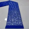 Royal Blue Nigerian Net Mesh Lace Fabric Top Selling paljetter Tyger Högkvalitativa afrikanska franska tyll för bröllop Dres243D
