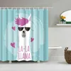 Cortina de baño con patrón de Alpaca, cortinas de ducha impermeables, cortina impresa con pantalla de baño de dibujos animados de poliéster para baño, decoración del hogar 210402
