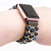 Blue Crystal Strap voor Apple Horloge Armband 38mm 40mm 42mm 44mm Kralen Iwatch SE 6 5 4 3 Band met Metalen Ketting Dames Meisje Elastic