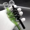 Tjock Pyrex glasbong oljebrännarrör Färgglada handrökare Ca 140 mm spiralformade rör Borosilikatfjäderrör Dab Rig Diameter Ball Balancer Water Bongs