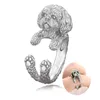 Klusterringar vintage silverfärg boho söt shih tzu lhasa apso hundvalpar form wrap ring för kvinnor flicka barn present husdjur älskare 9102086