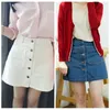 white denim high waisted shorts