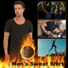 Yoga outfit mannen sauna vest body taille trainer korte mouwen training shirt vetverbranden en gewichtsverlies t-shirt zwart voor fitness sport gym