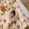 Blankets Cartoon Brown Bear Peach Sherpa Blanket Family Kindergarten Napping Throw Quilt For Children Kids Boys Girls Baby Christmas Gift