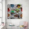 Kolorowe obrazy Zebra Wall Art Plakaty i odbitki do salonu Nowoczesne zwierząt Cuadros Dekoracja Big Size Canvas Art