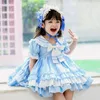 Boutique Summer Barnkläder Baby Girls 'Dress Lolita Navy Style Spanska Princess Layered Party Costume Girl's Dresses