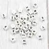 Joepada 100 stycken Engelska alfabetet silikon tänder pärlor bpa gratis för att göra baby smycken halsband teether leksak 211106