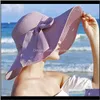 Chapéus, Lenços Luvas Moda Aessórios Drop Gotas Verão Stum Chapéu Mulheres Ampla Brim Sun Floppy Bowknot Dobrável Beach Hats Chapéus 2021 Micopk