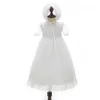 3Pcs Baby Girl Christening Lace Dress borns Infant White Dresses Children Birthday Outfit Toddler Baptism Boutique Clothes 210615