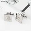 Lepton Stainless Steel Cufflinks For Mens High Quality Laser Best Dad Cuff Links Father's Day Cufflink Relojes gemelos