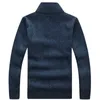 Inverno Mens Pullover Maglione lavorato a maglia Maschile in pile di lana spesso Pullover casual Patchwork Maglione tascabile caldo Colletto in piedi 210813