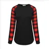 Buffalo Plaid T-shirts Plus Size Long Sleeve Tops Christmas O Neck Shirt Letter Printed Tees Hot Cotton Casual Blouse Xmas Elk Blusas DAW170