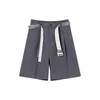 IEFB Men's Summer Korean Trend Loose Casual Suit Shorts Wide Leg Knee Length Pants With Belt Grey Causal Shorts 9Y7604 210524