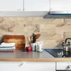 壁紙木製穀物の壁のステッカーレトロな油防止防水タイルステッカーのための台所の浴室の地上の装飾